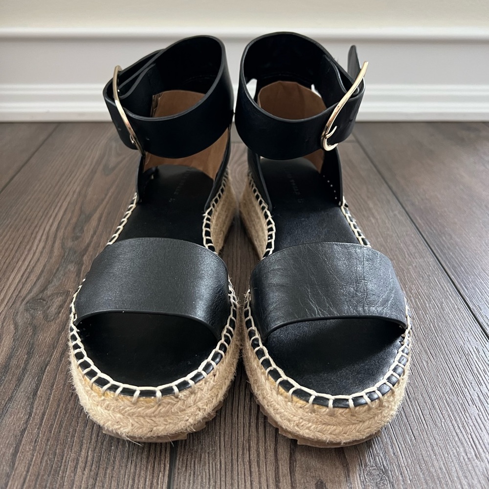 Zara leather wedges sandals